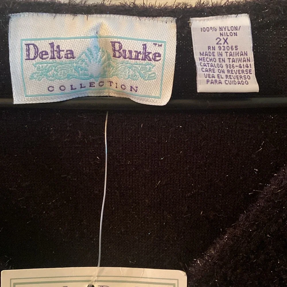 VINTAGE Delta Burke Black Glittery Sparkly Knit Top NWT - Picture 9 of 11